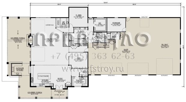 Проект двухэтажного дома с гаражом на три и более машин в стиле БарнХаус S5-578 (5032-00260)
