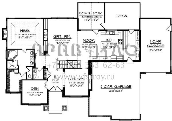 Проект двухэтажного дома с гаражом на три и более машин в американском стиле S5-279 (1020-00131)