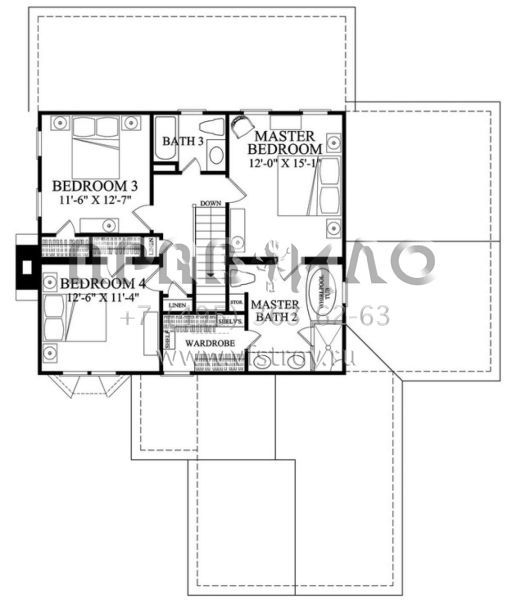 Проект двухэтажного дома с гаражом на две машины в стиле Ранчо S5-211 (7922-00221)
