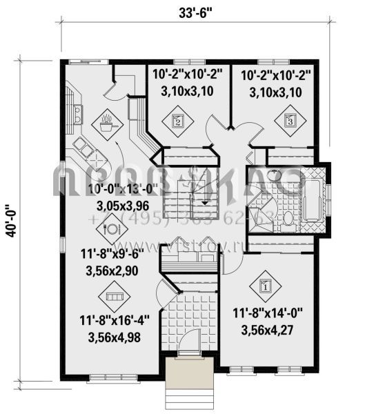 Проект одноэтажного дома без гаража в стиле Ранчо S5-117 (6146-00436)