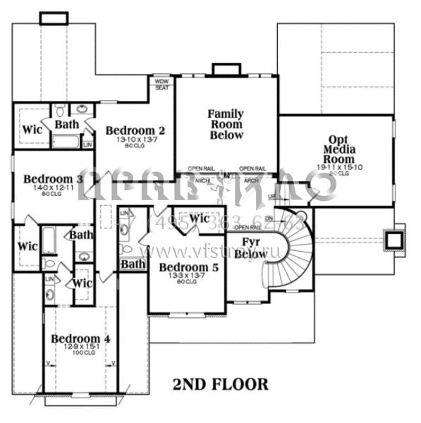 Проект двухэтажного дома с гаражом на три и более машин в стиле Ранчо S5-379 (009-00075)
