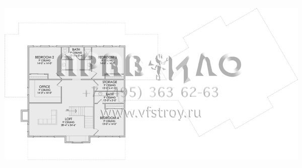 Проект двухэтажного дома с гаражом на три и более машин в стиле Ранчо S5-339 (6422-00067)