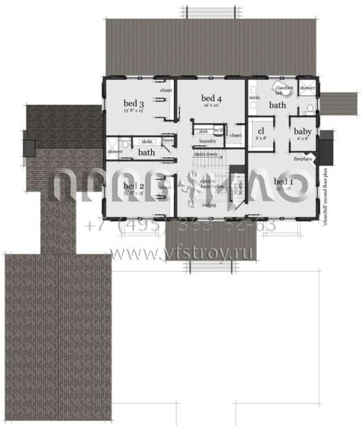 Проект двухэтажного дома с гаражом на две машины в стиле Особняк S5-346 (028-00088)