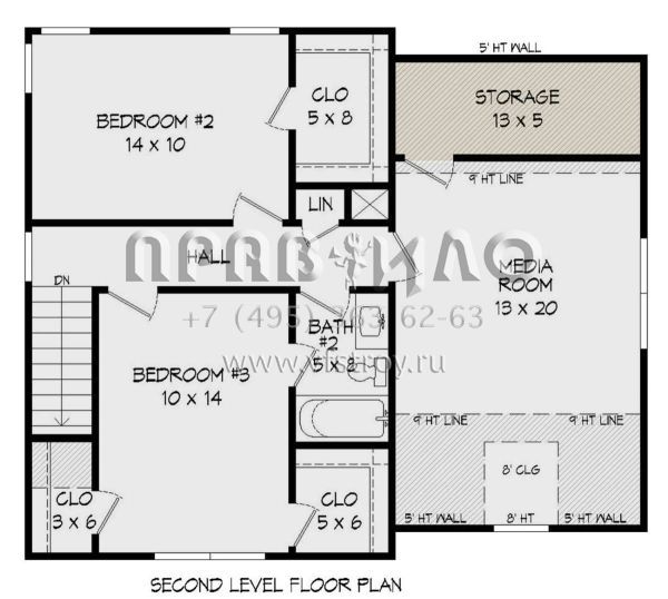 Проект двухэтажного дома без гаража в стиле Ранчо S5-171 (940-00131)