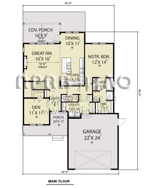 Проект двухэтажного дома с гаражом на две машины в стиле Ранчо S5-180 (2464-00017)