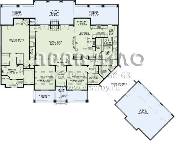 Проект двухэтажного дома с гаражом на три и более машин в современном стиле S5-560 (110-01018)