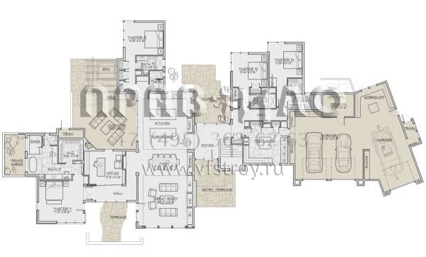 Проект двухэтажного дома с гаражом на три и более машин в современном стиле S5-435 (5829-00038)