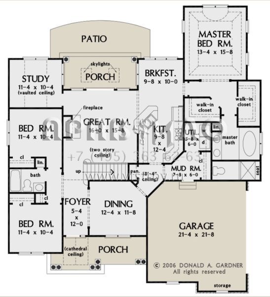 Проект двухэтажного дома с гаражом на две машины в американском стиле S5-206 (2865-00035)