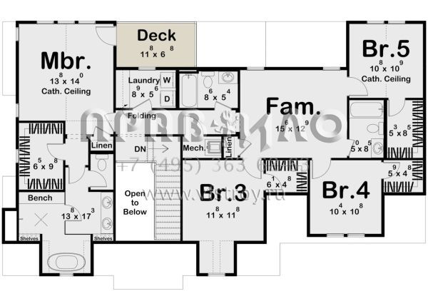 Проект двухэтажного дома с гаражом на три и более машин в стиле Готика S5-259 (963-00872)