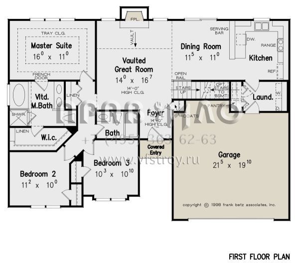 Проект одноэтажного дома с гаражом на две машины в стиле Ранчо S5-125 (8594-00432)