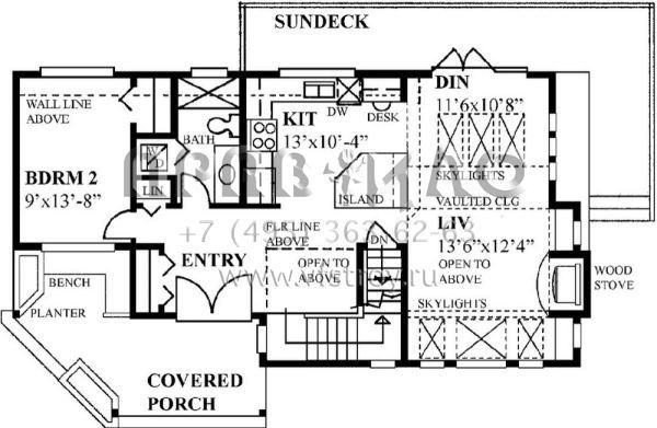 Проект двухэтажного дома без гаража в стиле Ранчо S5-132 (4177-00026)