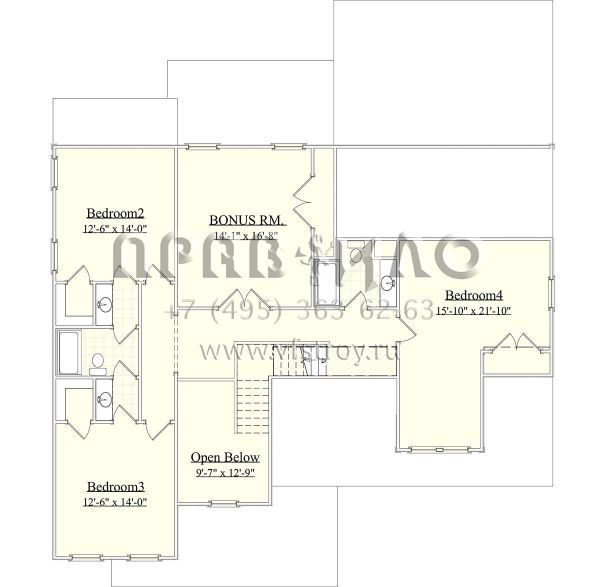Проект двухэтажного дома с гаражом на две машины в стиле Ранчо S5-305 (6939-00010)