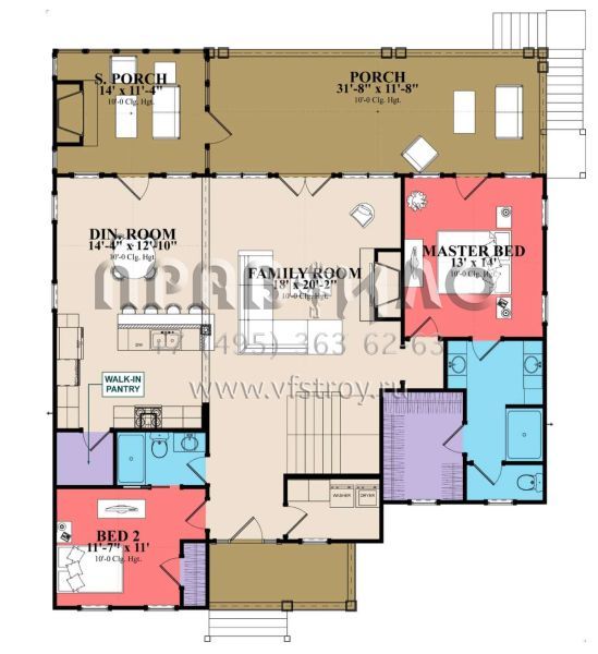 Проект одноэтажного дома без гаража в стиле Ранчо S5-282 (1070-00269)