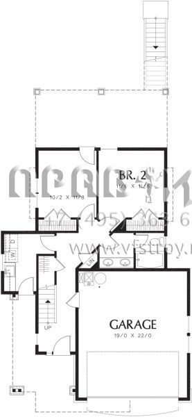 Проект двухэтажного дома с гаражом на две машины в стиле Ранчо S5-158 (2559-00214)