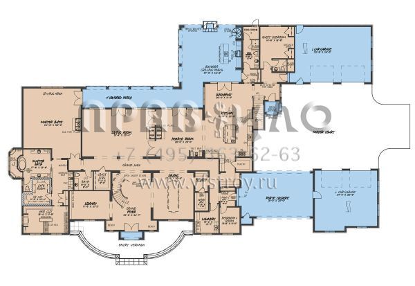 Проект двухэтажного дома с гаражом на три и более машин в современном стиле S5-1000 (8318-00262)