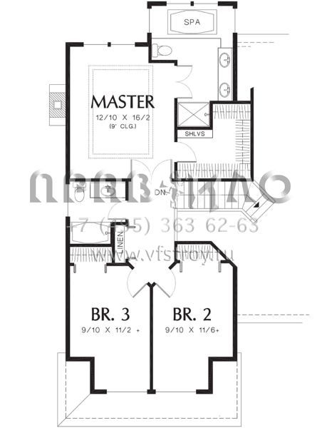 Проект двухэтажного дома с гаражом на две машины в стиле Ранчо S5-192 (2559-00455)