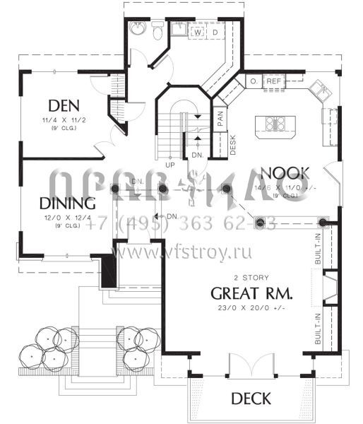 Проект двухэтажного дома с гаражом на две машины в стиле Ранчо S5-244 (2559-00447)