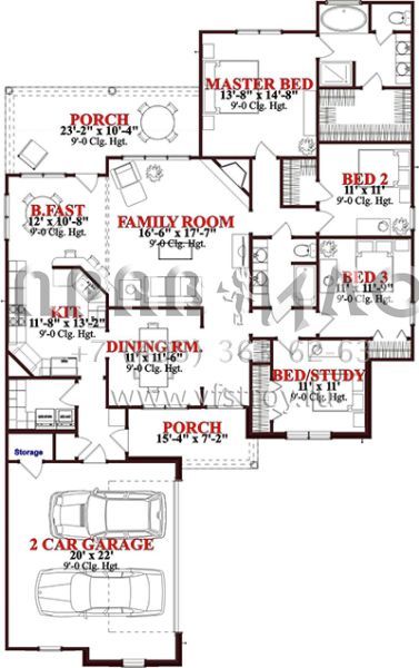 Проект одноэтажного дома с гаражом на две машины в стиле Ранчо S5-183 (1070-00185)
