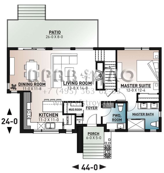 Проект двухэтажного дома без гаража в стиле хайтек S5-155 (034-01232)