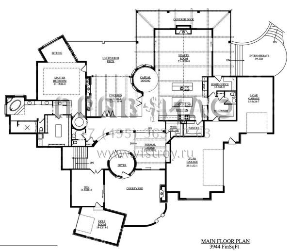 Проект одноэтажного дома с гаражом на три и более машин в современном стиле S5-711 (5631-00043)