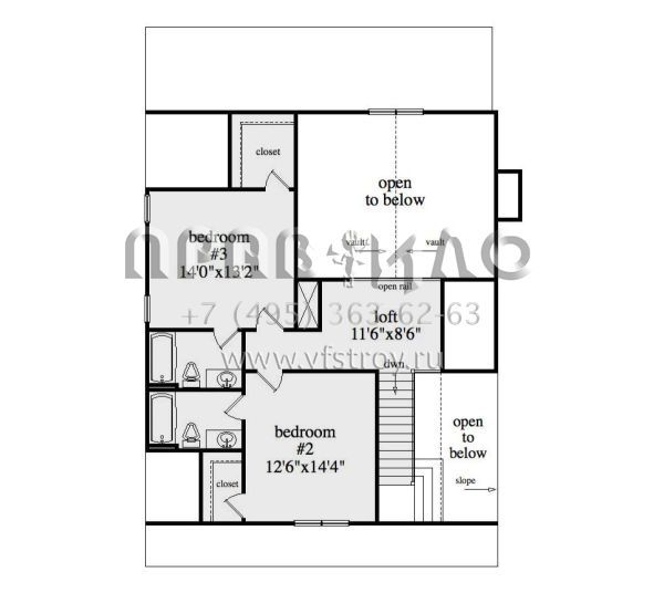 Проект двухэтажного дома без гаража в стиле Ранчо S5-212 (957-00075)