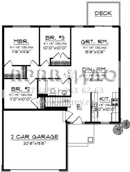 Проект одноэтажного дома с гаражом на две машины в американском стиле S5-109 (1020-00048)