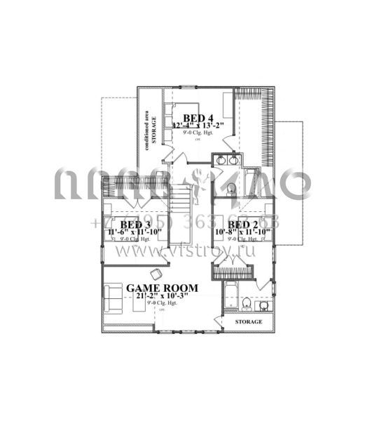 Проект двухэтажного дома с гаражом на две машины в американском стиле S5-252 (1070-00247)