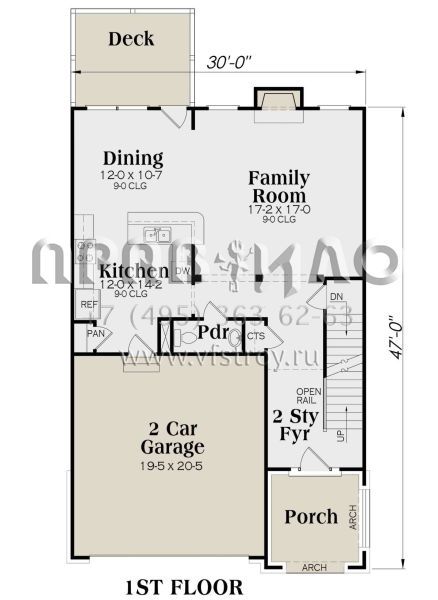 Проект двухэтажного дома с гаражом на две машины в стиле Готика S5-179 (009-00096)