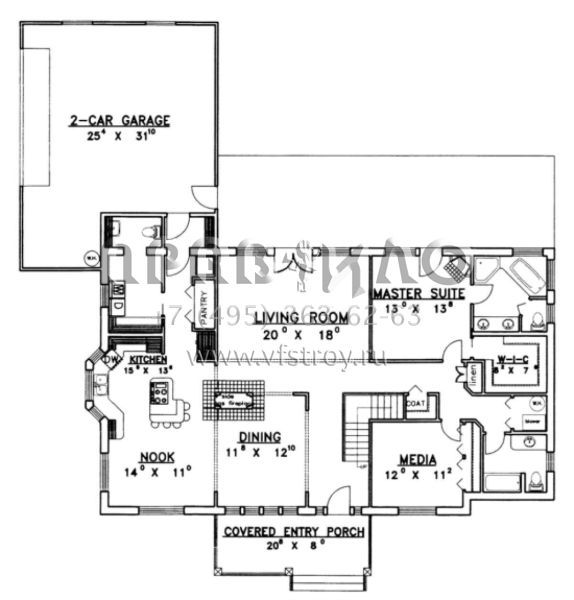 Проект двухэтажного дома с гаражом на две машины в современном стиле S5-354 (039-00140)