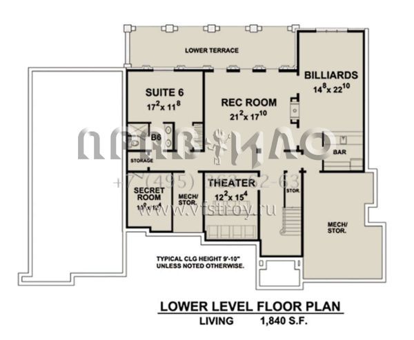 Проект двухэтажного дома с гаражом на три и более машин в стиле Ранчо S5-383 (402-01641)