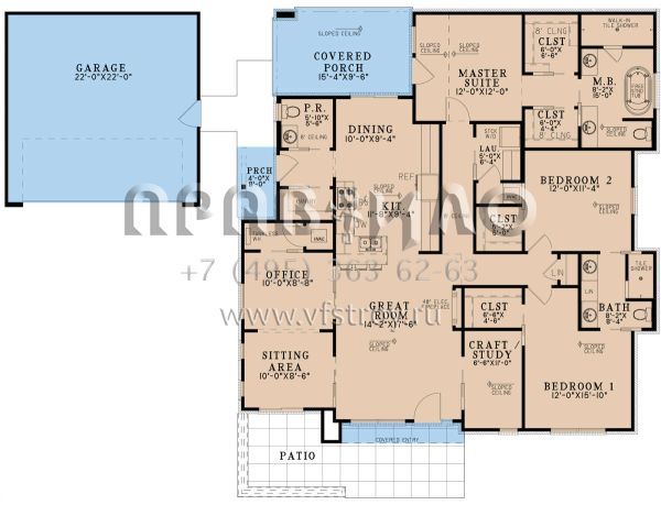 Проект одноэтажного дома с гаражом на две машины в современном стиле S5-175 (8318-00328)
