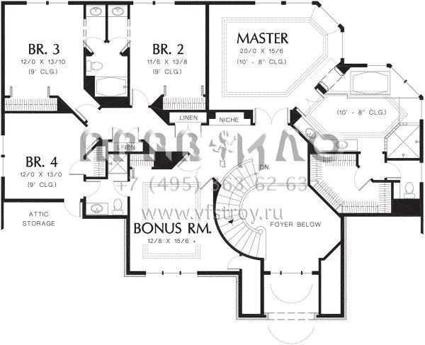 Проект двухэтажного дома с гаражом на три и более машин в стиле Ранчо S5-359 (2559-00523)