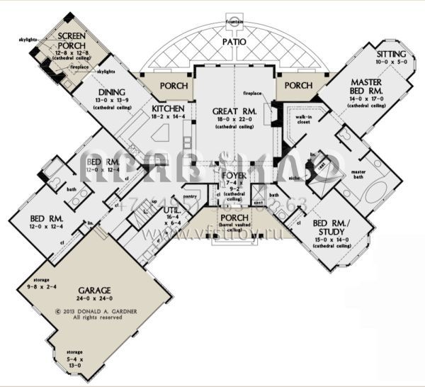 Проект одноэтажного дома с гаражом на две машины в стиле Ранчо S5-274 (2865-00166)