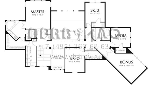 Проект двухэтажного дома с гаражом на две машины в стиле Ранчо S5-420 (2559-00578)