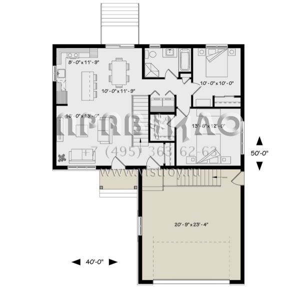Проект одноэтажного дома без гаража в стиле Ранчо S5-97 (034-01170)