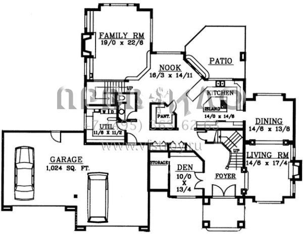 Проект двухэтажного дома с гаражом на три и более машин в прибрежном стиле S5-422 (692-00083)