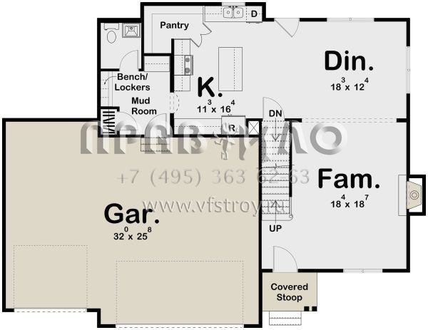 Проект двухэтажного дома с гаражом на три и более машин в современном стиле S5-204 (963-00341)