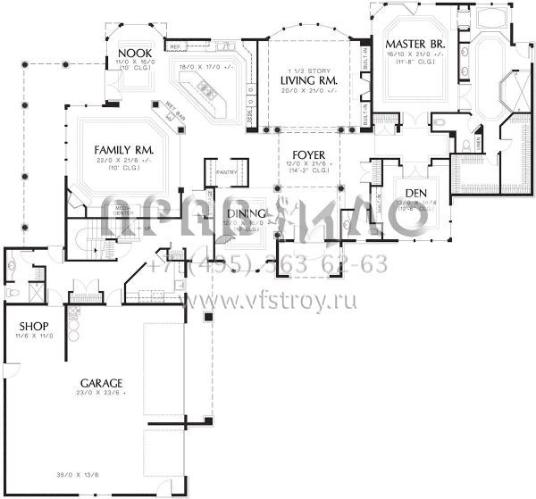 Проект двухэтажного дома с гаражом на три и более машин в английском стиле S5-541 (2559-00560)
