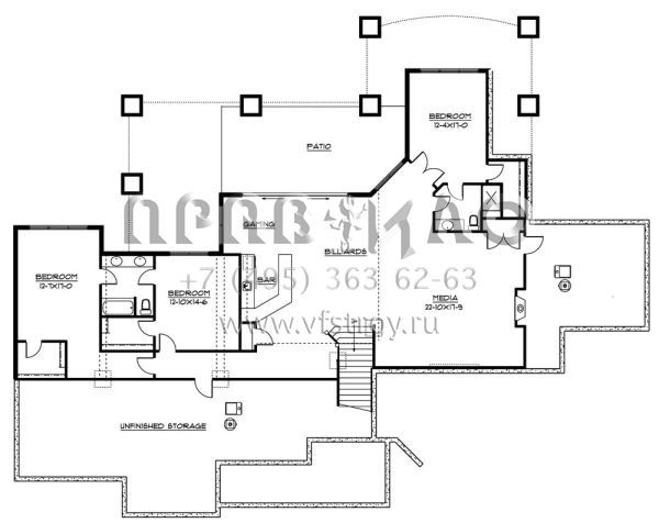 Проект одноэтажного дома с гаражом на три и более машин в стиле Ранчо S5-532 (5631-00040)