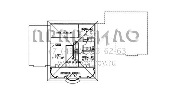 Проект двухэтажного дома с гаражом на три и более машин в стиле Ранчо S5-236 (039-00287)