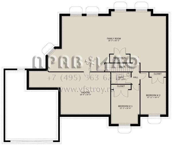 Проект одноэтажного дома с гаражом на две машины в стиле Ранчо S5-219 (2802-00254)