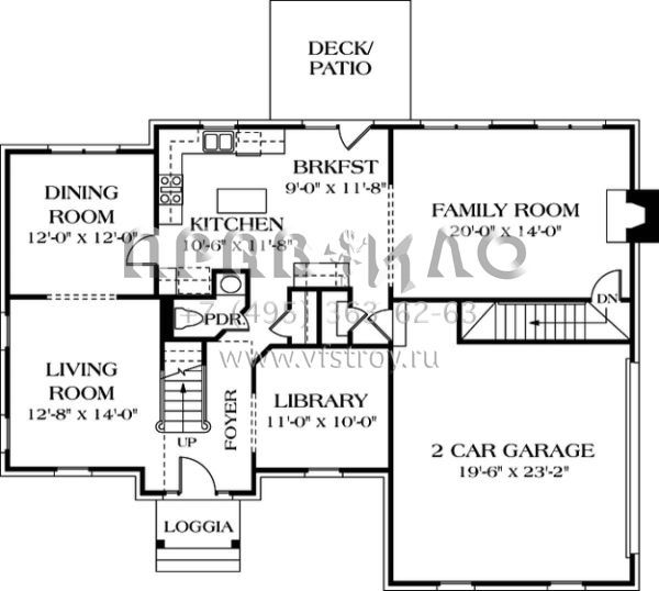 Проект двухэтажного дома с гаражом на две машины в стиле Ранчо S5-228 (3323-00119)