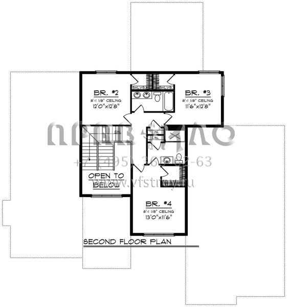 Проект двухэтажного дома с гаражом на три и более машин в стиле Райт S5-287 (1020-00040)
