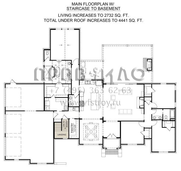 Проект одноэтажного дома с гаражом на три и более машин в английском стиле S5-248 (4534-00109)