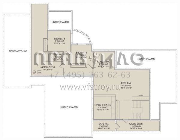 Проект двухэтажного дома с гаражом на три и более машин в стиле Ранчо S5-394 (6422-00021)