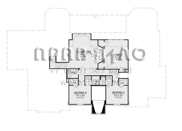 Проект двухэтажного дома с гаражом на три и более машин в английском стиле S5-389 (5445-00502)