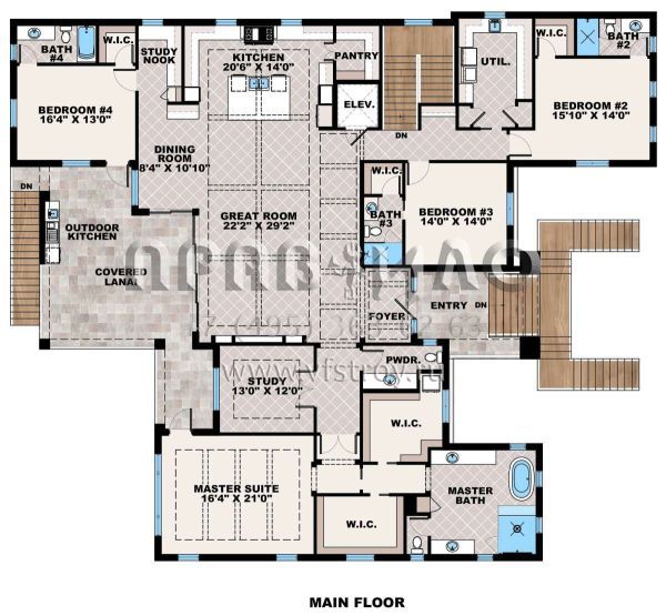 Проект двухэтажного дома с гаражом на три и более машин в прибрежном стиле S5-383 (1018-00288)