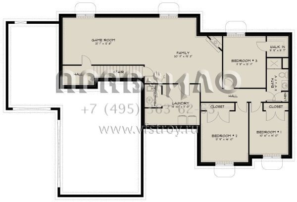 Проект одноэтажного дома с гаражом на три и более машин в стиле Ранчо S5-336 (2802-00215)