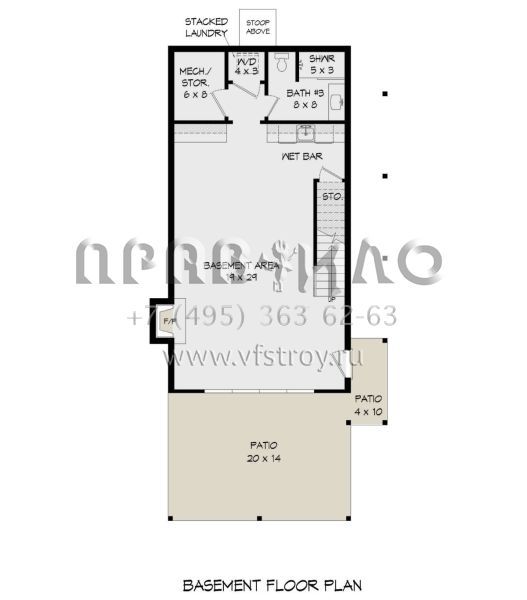 Проект трехэтажного дома без гаража в современном стиле S5-242 (940-00723)