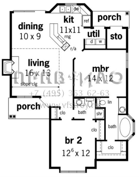 Проект одноэтажного дома без гаража в английском стиле S5-91 (048-00006)